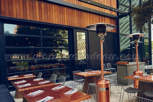 Insulated Fullview overhead sectional door in Los Angeles restaurant