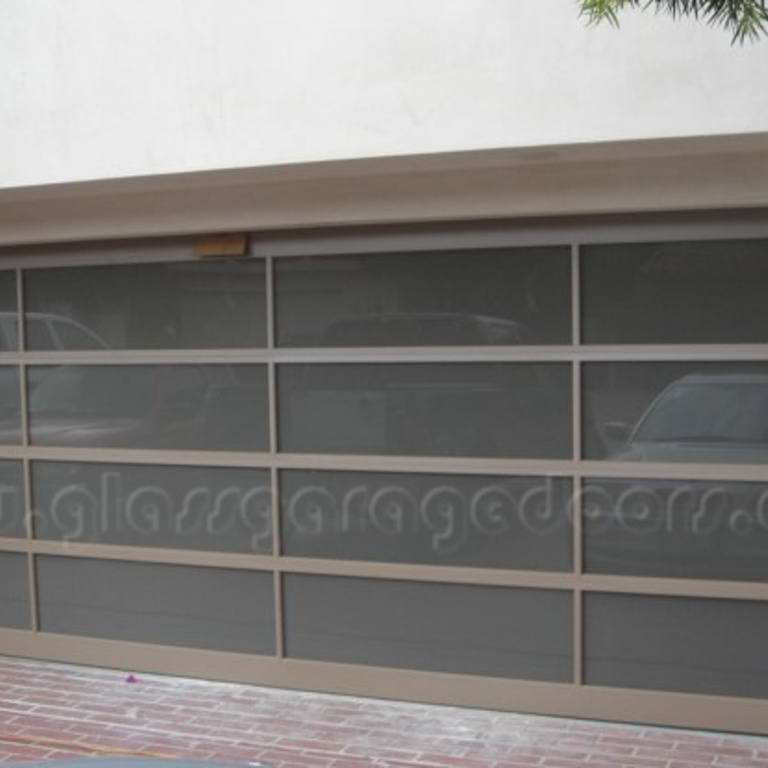 Elegant bronze glass garage door at a residence in Newport Beach California