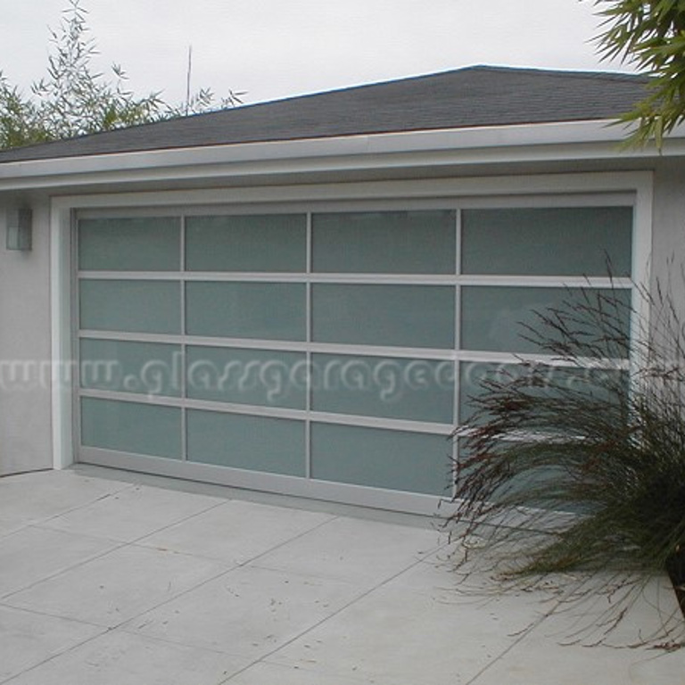 aluminum glass garage door on contemporary home in Pacific Palisades California