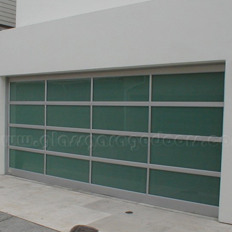 High-quality glass garage door with minimalistic design for modern home in Newport Beach California