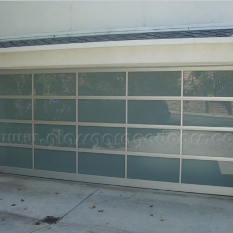 High-end glass garage door for Pacific Palisades house in Earlham Street