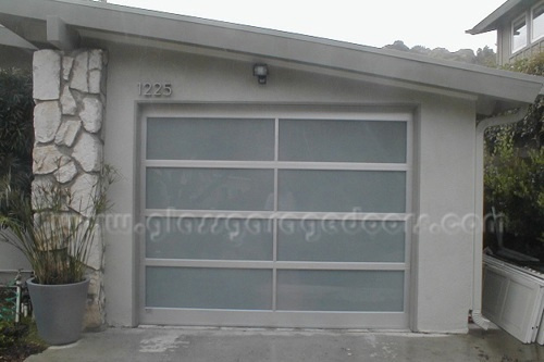 Gray Single Glass Garage door in Santa Barbara California