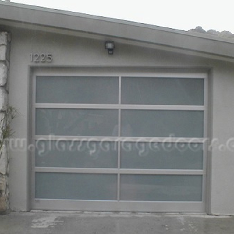 Gray Single Glass Garage door in Santa Barbara California