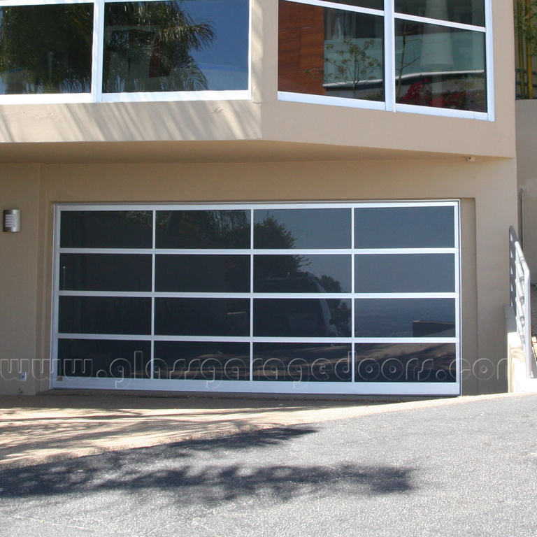 Anodized Aluminum Glass Garage Door with tinted glass in West Hollywood