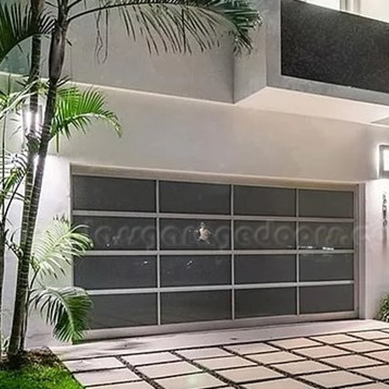 Hurricane Rated Glass Garage Door in Miami Florida residence