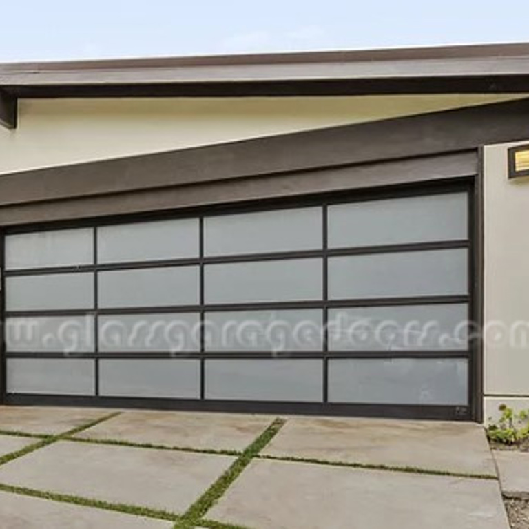 residential glass garage door on la condesa drive, Los Angeles, California