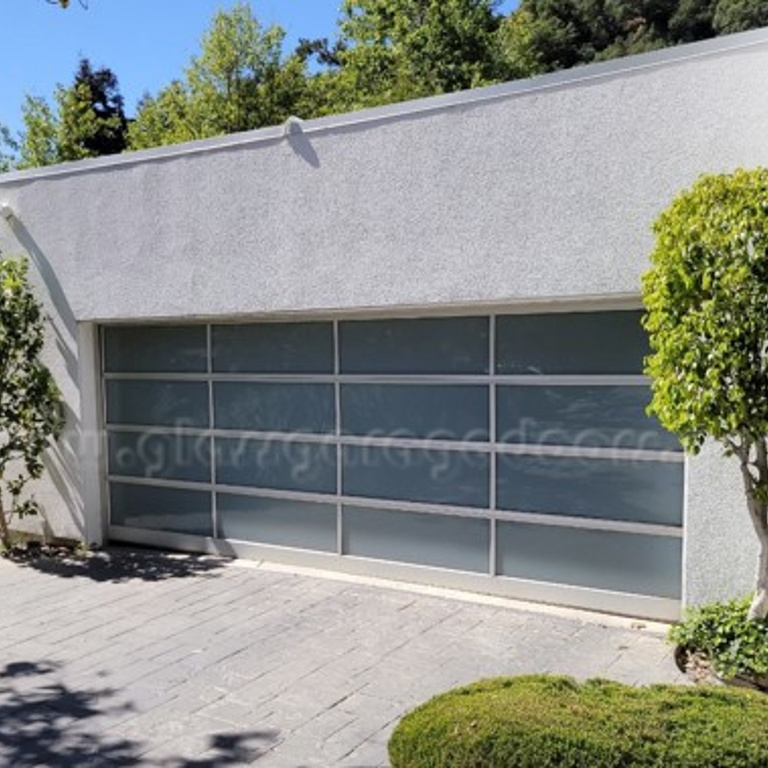 aluminum glass garage door on Old Orchard Road in Los Angeles, California 90049