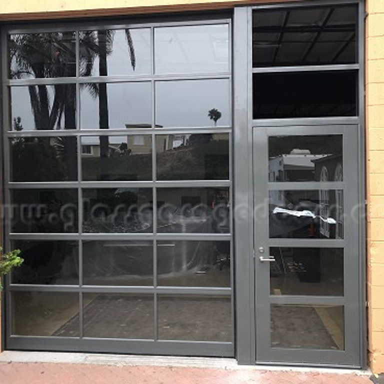 Insulated storefront garage door 