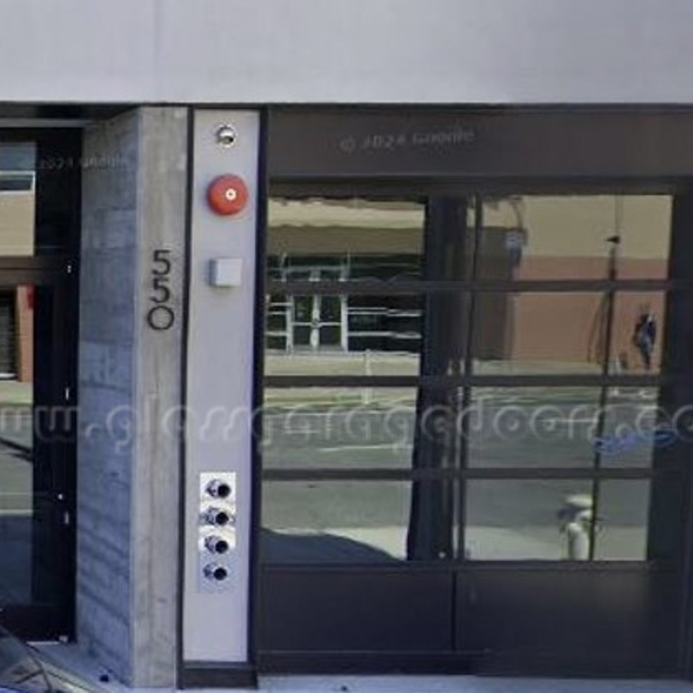 Glass Garage Door with aluminum panel located on 7th Street on San Francisco, CA 94103