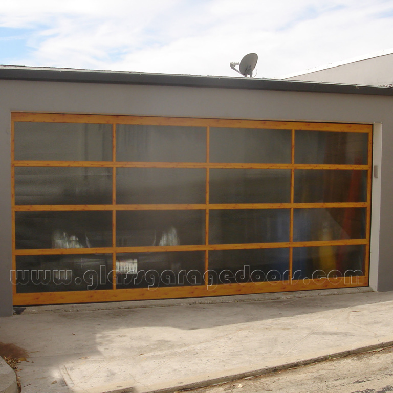 wood powder coated door glass garage door with reeded glass