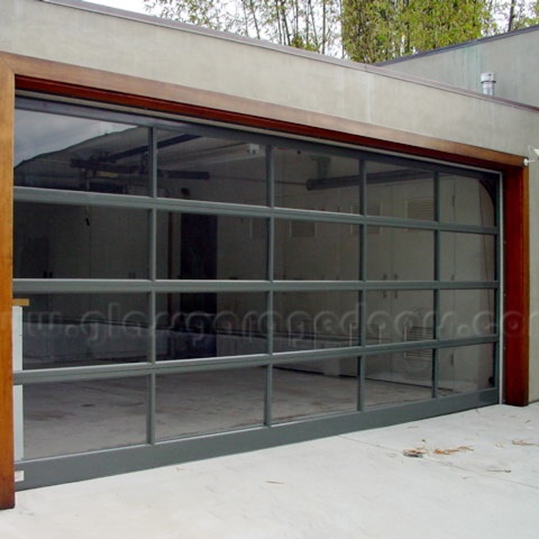 ontemporary glass garage door on a beautiful residential property in Pasadena, CA, blending style with functionality