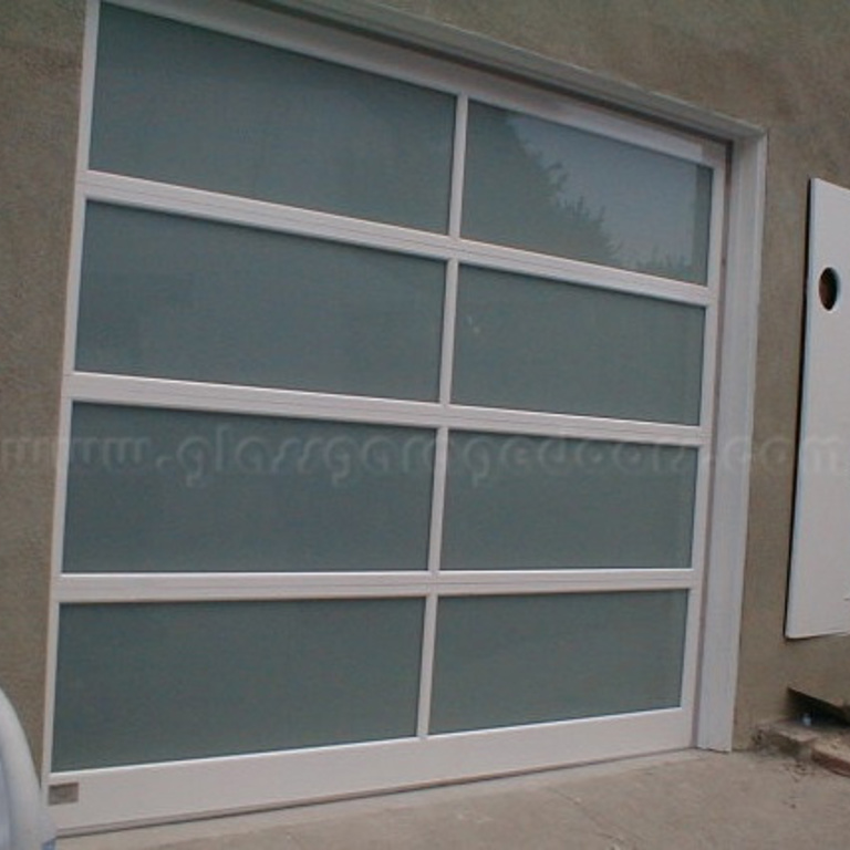 Single Glass Garage Door white powder coating in hollywood hills, california