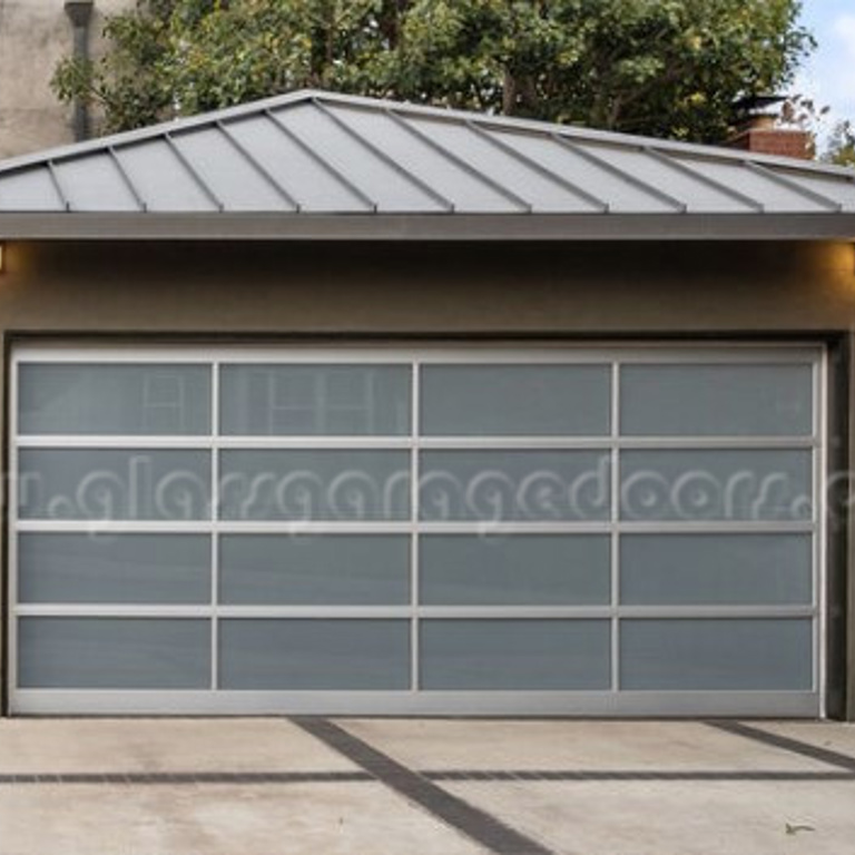 glass garage door installed on a residence on Boeing Avenue, Los Angeles, California