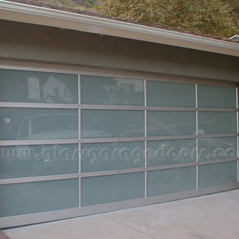 glass garage doors on Mandeville Canyon Road, Los Angeles, California 90049