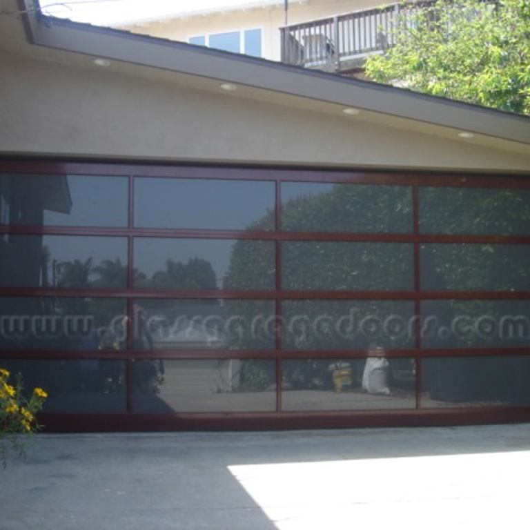 stylish brown glass garage door enhancing the exterior of a home in Redondo Beach, California