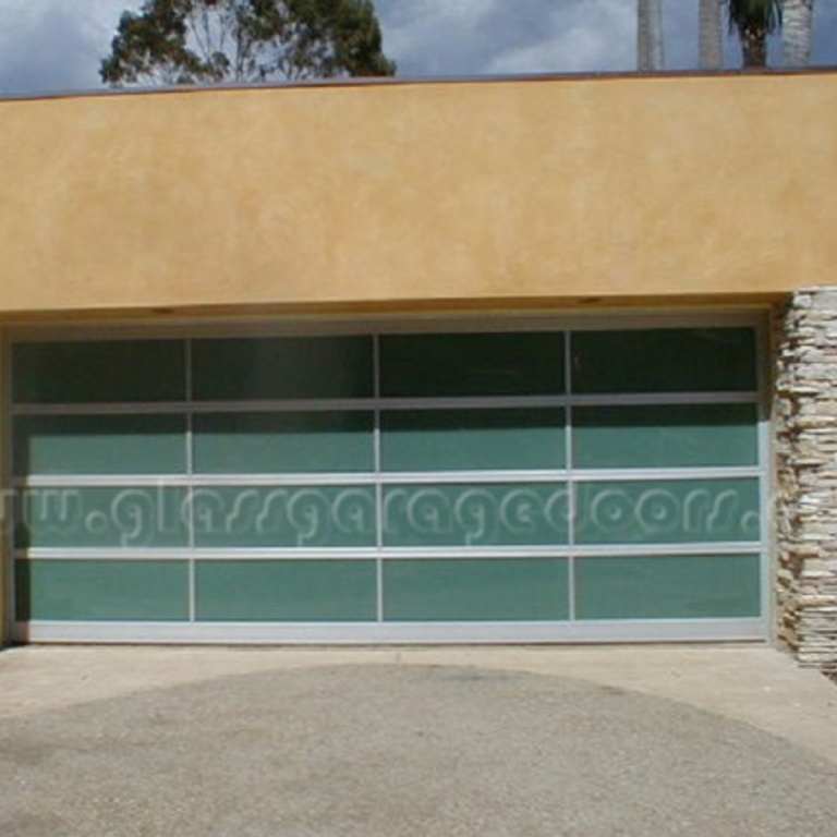 residential glass garage door on Cliffwood Avenue, Los Angeles, California 90049