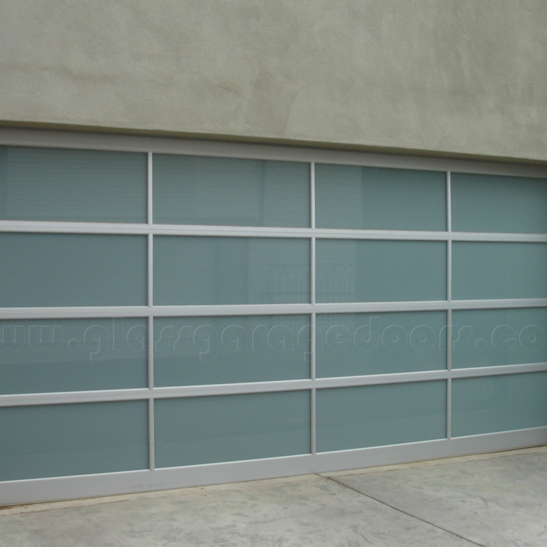 Modern glass garage doors in Santa Monica, California, enhancing curb appeal and natural light