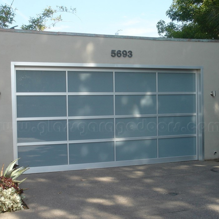 glass overhead sectional door in Hollywood hills California home