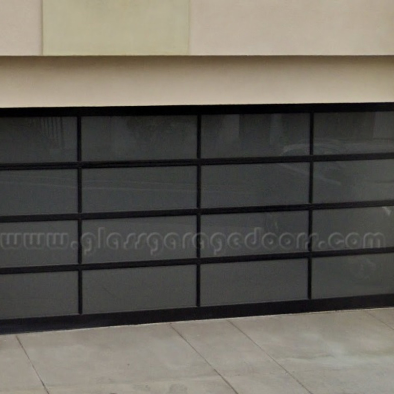 Black frame and obscured glass Overhead Garage Door for residential building