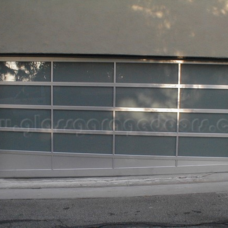 residential glass garage door on Latrobe Avenue, Los Angeles, California,