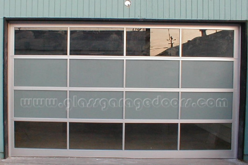 Residential Glass Garage door with Light blue tinted glass 