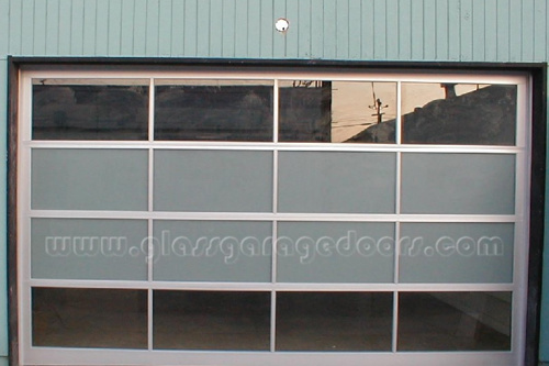 Residential Glass Garage door with Light blue tinted glass 