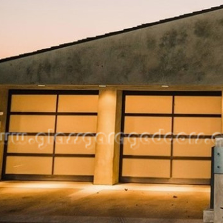 two glass garage doors on Canyon View in Laguna Beach california