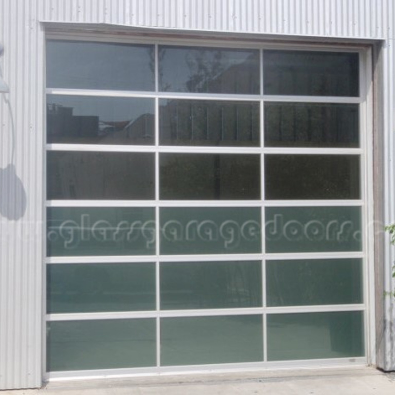 Modern glass garage door installation for commercial building in Marina del Rey California