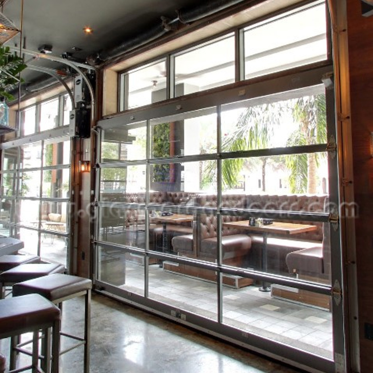 Glass Garage Doors in tap 42 restaurant in Coral Gables Florida